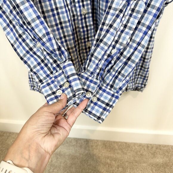 Pendleton Shirt Mens Medium Blue Plaid Checker Bridgeport Button Up Business - Picture 6 of 13